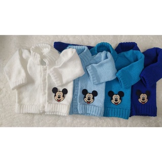 Mickey 💙 Casaquinho de lã tricô para bebê menino 💙 Mickey