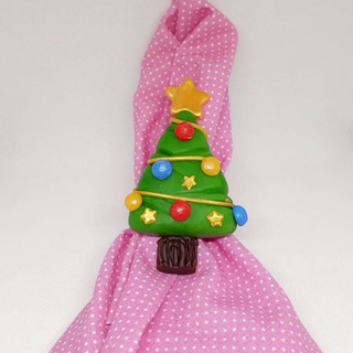 Porta guardanapo Árvore de Natal estrelinhas em biscuit para mesa posta