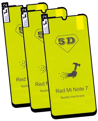 kit com 5x Películas de Gel 5D P/ Xiaomi Redmi Note 7