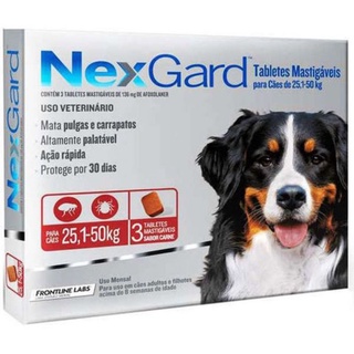 remédio anti pulgas carrapatos para cães de 25 a 50 kg (3un)