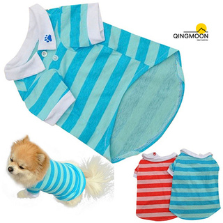 qingmoon Dog Puppy Summer Cute Paw Striped Pattern Pet Shirt Tee Clothes Costume