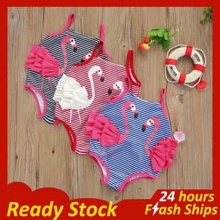 Crianças Swimwear Meninas Bonito Moda Maiô Bebê Sling Biquíni 3D Listras Flamingo Verão Do Beachwear
