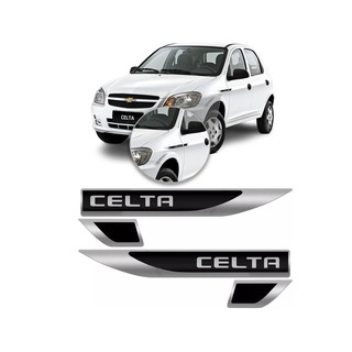 Par Emblema Lateral Resinado Aplique Adesivo Paralama Porta GM Celta (1)