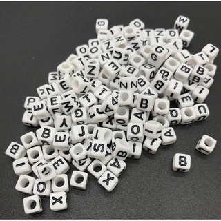 100 Pcs 6mm Mix Contas Carta Alfabeto Quadrado Beads Acrílico Beads DIY Fazer Jóias Para Colar Pulseira Acessórios (6)