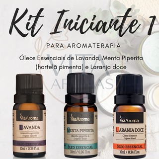 Kit Iniciante 1 - Aromaterapia - Óleos Essenciais (Lavanda, Menta Piperita e Laranja Doce)