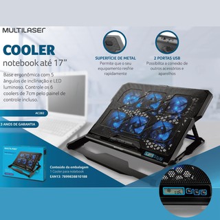 Suporte Notebook Cooler Gamer 6 Fans Multilaser com Controlador de Fan (2)
