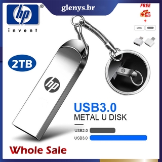 HP 2TB Flash Drive New Style Large Storage USB Pendrive Metal Waterproof High Speed U Disk With 2 Adapters