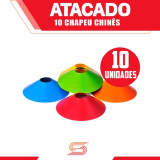 Kit Atacado 10 Chapeu Chines Colorido Revenda Half Cone para ensinar cores Treino Agilidade Funcional Academia Fitness
