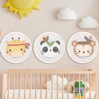 Quadros Decorativos Infantis Kit de 3 Quadros Infantis FofosQuadro Redondo - quadro maternidade - placa maternidade - quarto bebe - quadro decorativo