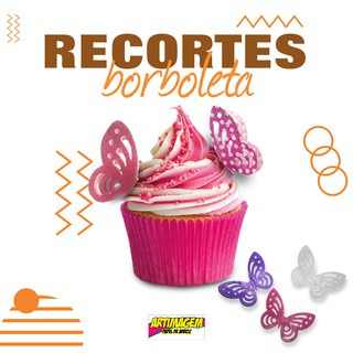 Borboleta 3D de Papel Arroz 100% comestível 10 unidades - Várias Cores com Bolinhas - Para Cupcakes, Bolo, Torta (1)