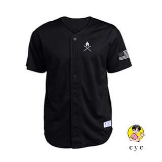 Men Baseball Jersey T-shirts Short Sleeve Button Closure Tee Sportswear (1)