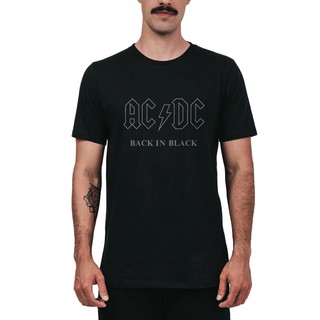 Camiseta Ac Dc Back in Black Capa do Álbum Logo camisa de Banda de Rock preta 100% Algodão fio 30.1