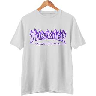 Camiseta camisa basica logo roxo fogo thrasher skate design blusao Style Moda