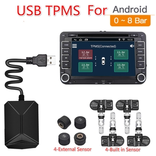 Sistema De Monitoramento Da Pressão Dos Pneus TPMS 0-116 Psi Android Auto Sensor Externo Interno Para Navegação De Carro TMPS