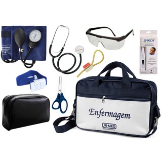 Kit Material de Enfermagem Aparelho de Pressão Esfigmomanômetro com Estetoscópio Simples Premium + Bolsa Estágio (2)