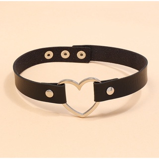 Necklace / Leather Women's Choker With Rivets / Heart / Goth / Punk (4)