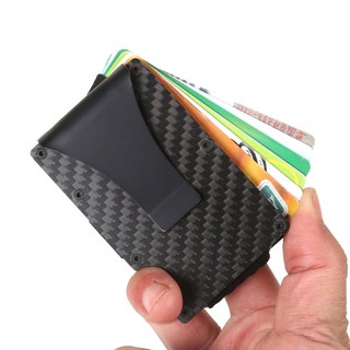 Homens Minimalista De Fibra De Carbono Cartão De Crédito Carteira Grampo Do Dinheiro Rfid Cartão Titulares Fino (4)