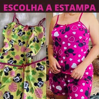 Pijama Short Doll Decote U baby Doll Conjunto Baby Doll Sexy Roupa de Dormir