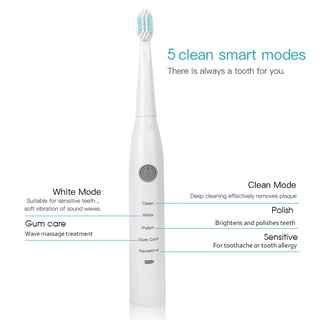Escova de dentes elétrica 5 em 1, escova de dente recarregável, escova macia para limpar os dentes, massageador (4)
