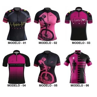 camisa de ciclismo ciclista feminina bike rosa