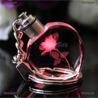[Sihaimern] New Fada Coração Quadrado Cristal Led Light Charm Bracelet Chaveiro (5)