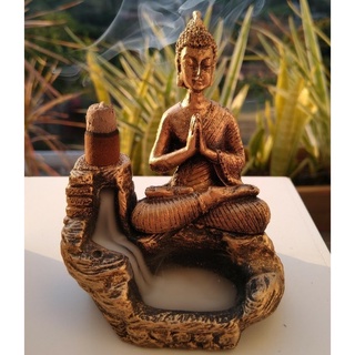 Incensário Cascata Cone e Vareta Buda Gratidão Yoga Fumaçeiro