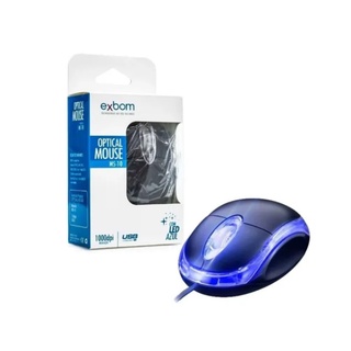 Mouse USB Óptico 1000 Dpi Preto USB com LED azul Exbom Ms-10