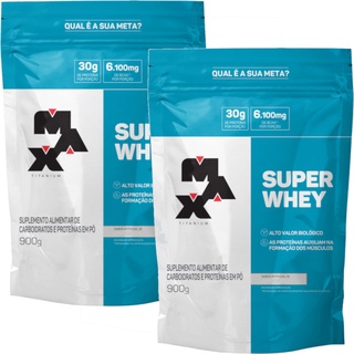 Kit 2x Super Whey Protein 900g Max Titanium Wpc Concentrado