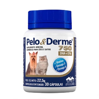 Pelo e Derme 750 mg 30 comp. Suplemento Cães e Gatos - Vetnil