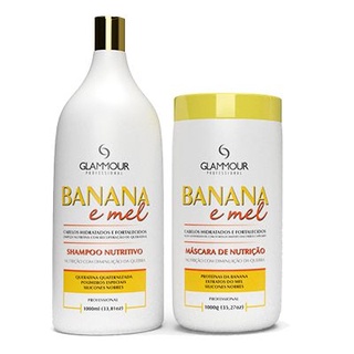 FRETE GRÁTIS - Shampoo e Máscara - Linha Banana e Mel 2x1ml - Glammour Professional