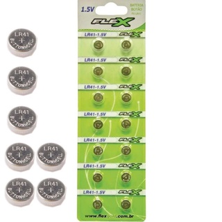 Cartela Pilha Bateria Botão para Relógio pulso Termômetro LR41-AG3 1.5V FLEX Com 5 unidades