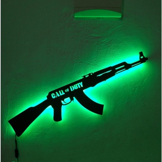 Rifle Ak 47 Call Of Duty Led Light Luminaria de parede Decorativa GAMER QUARTO GAMER Placa Luminosa