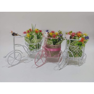 Enfeite / Lembrancinhas Mini Bicicleta Triciclo Com Arranjo Floral Artificial (10 X 6 X 10)cm