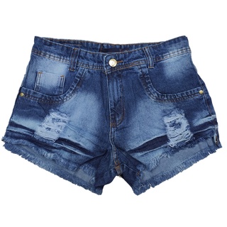 Short Bermuda Jeans Feminino Cintura Alta Destroyed Hot Pants (3)