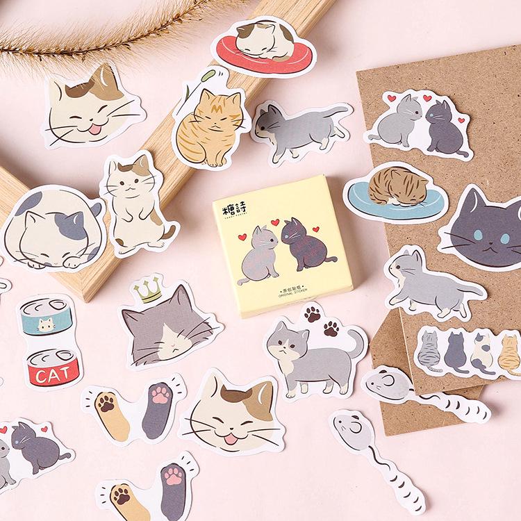 Mohamm 45 Pcs Cat Diary Decorative Stickers Scrapbooking DIY Paper Sticker Stationary Office Accessories Art Supplies
