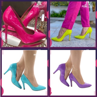 Salto Feminino Alto Colorido Scarpin/escarpam Sapatos Femininos Bico Fino Varias Cores - Combina com Tudo!
