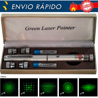 Caneta Laser Pointer Verde Potente 5000mw 5 Pontas Cinza