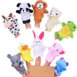 🍭 ruiaike 🍭 10Pcs Finger Puppets Cloth Plush Doll Baby Educational Hand Cartoon Animal Family Toys