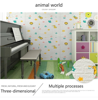 Animal Do Amor Estrelas Balão Quarto Dos Miúdos 3D Adesivo Papel De Parede Kindergarten À Prova D'água Tijolo Auto (7)