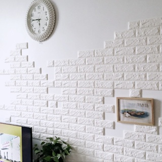 Papel de parede 3D autoadesivo com auto relevo a PROVA D'AGUA Tijolo Branco Antimofo Decoração de casa (2)
