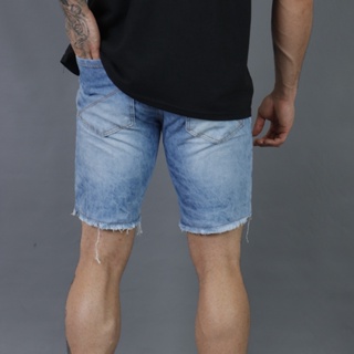 Bermuda Jeans Rasgada Masculina Curta Com Cinto De Corda (4)