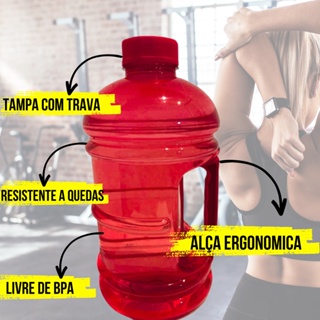 Garrafa De Água Bebida Mini Galão 2,2L Livre de BPA(BISFENOL A) Resistente Com Alça Academia Cross Fit Várias Cores (3)