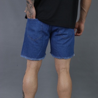 Bermuda Jeans Rasgada Masculina Curta Com Cinto De Corda (5)