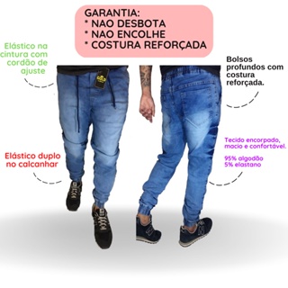 Calça Jogger Masculina Slim Sarja Com Punho Elástico alfaiataria Swag Sport Fino Jeans (2)