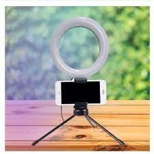 Iluminador Ring Light 6 Polegadas (10cm) com Tripe e Suporte para Celular - Ideal para Digital Influencer, Video Conferencia (5)