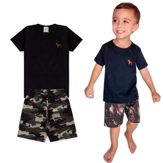kit 6 peças de roupas masculino infantil bermuda e camisa tamanhos 1/2/3/4/6/8 (2)