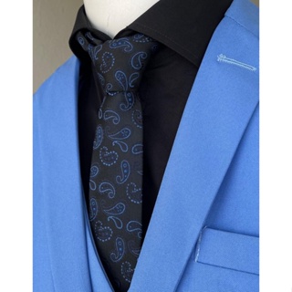 Terno Slim Masculino Oxford Azul Bebê - Paleto+calça+colete+barato (3)