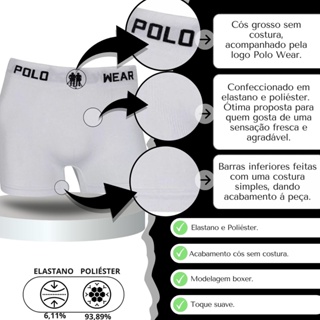 Kit 10 Cuecas Boxer Masculina Polo Wear Microfibra Poliéster Elastano Original (3)