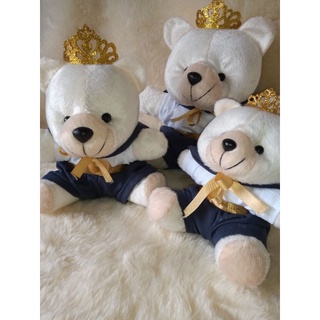 trio de urso príncipe, marinheiro, azul laço branco para nicho menino decoração