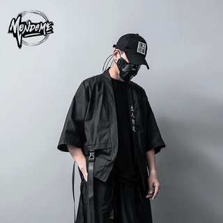 Trench Coat Asiático Haori Techwear Rap Streetwear Estilo Skatista Folgado Masculino Oversize